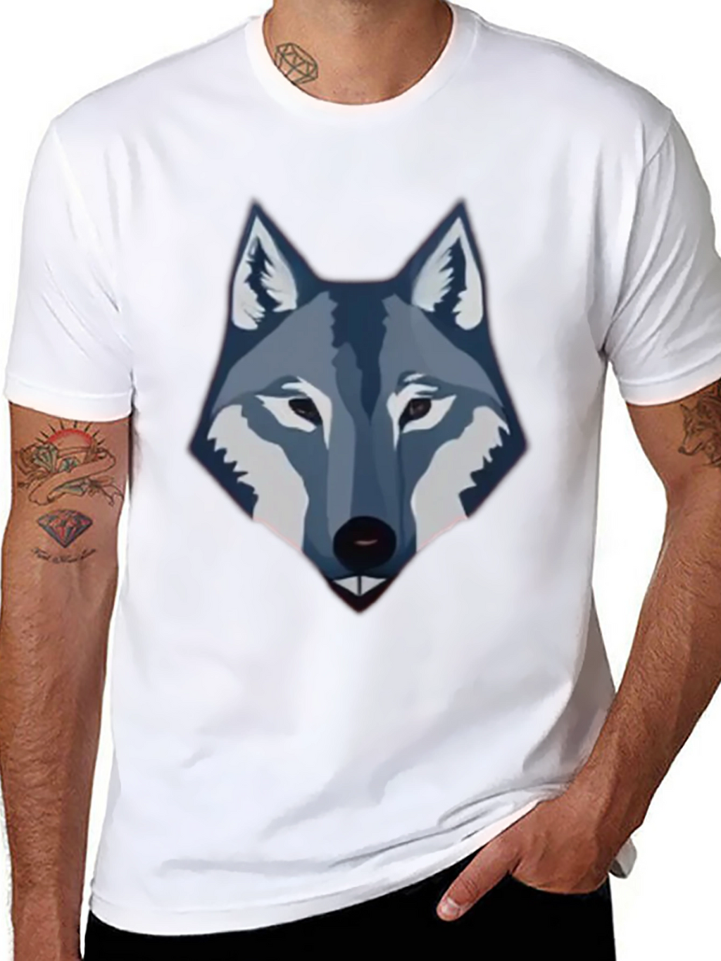 Mens Black Wolf Graphic Tee