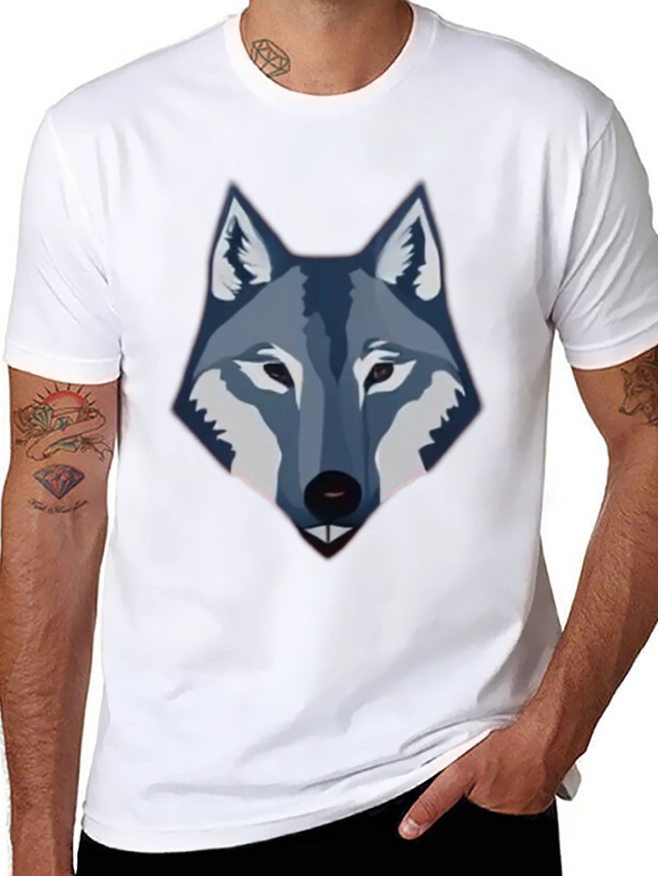 Mens Black Wolf Graphic Tee