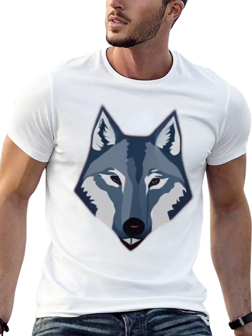 Mens Black Wolf Graphic Tee