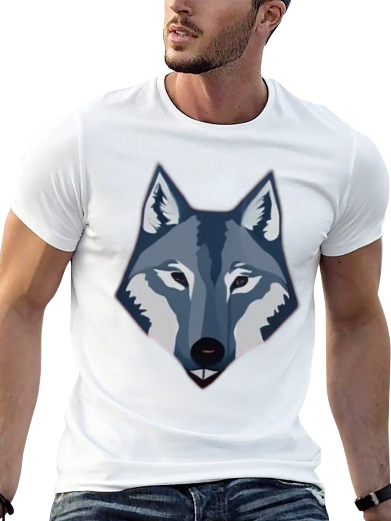 Mens Black Wolf Graphic Tee