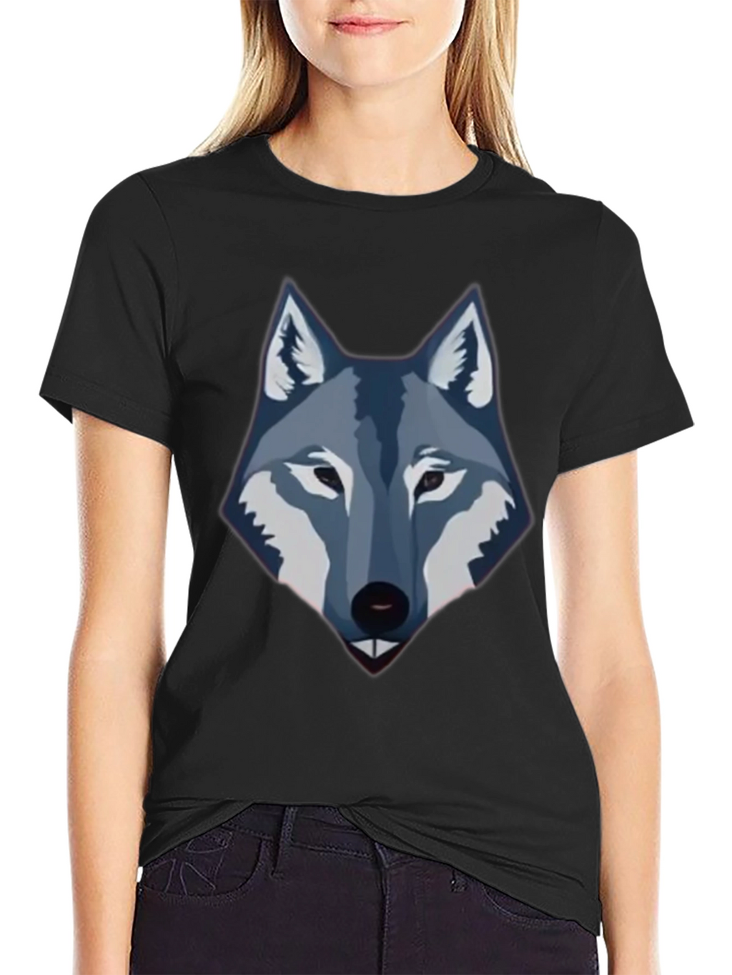 Mens Black Wolf Graphic Tee