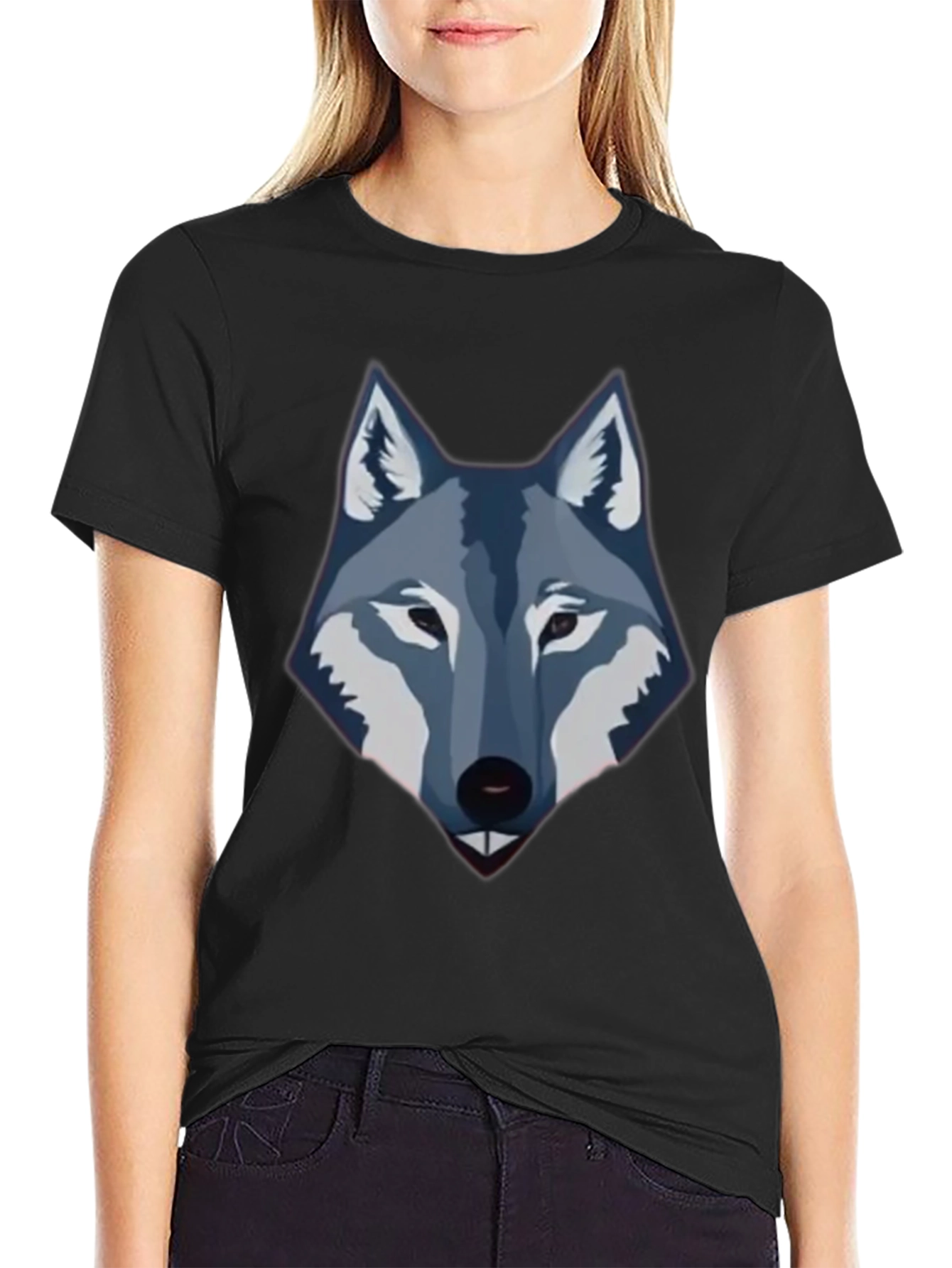 Mens Black Wolf Graphic Tee