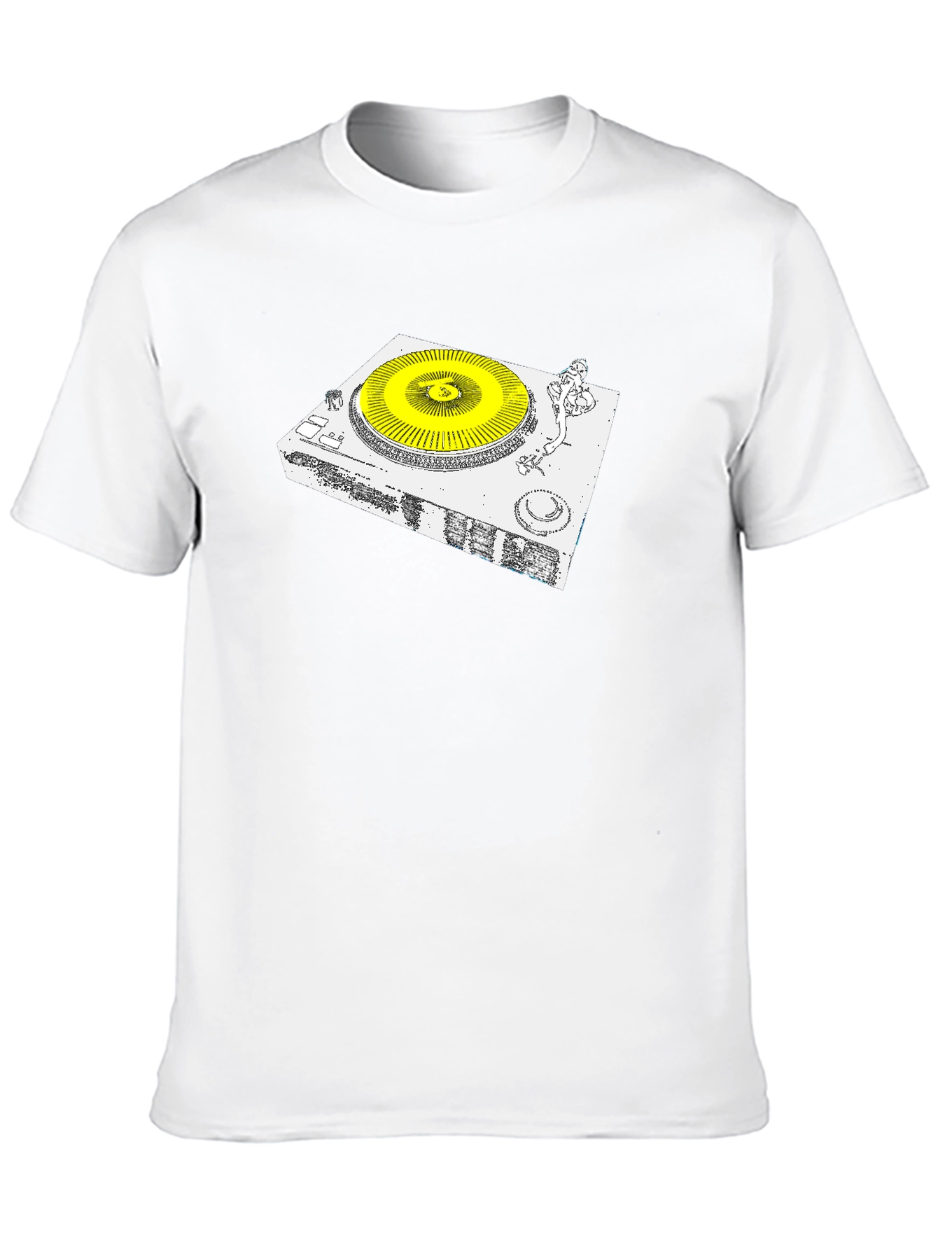 DJ Turntable Graphic Tee - Black Cotton Blend