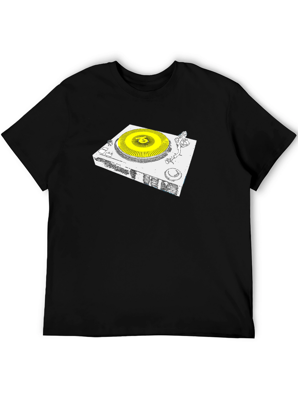 DJ Turntable Graphic Tee - Black Cotton Blend