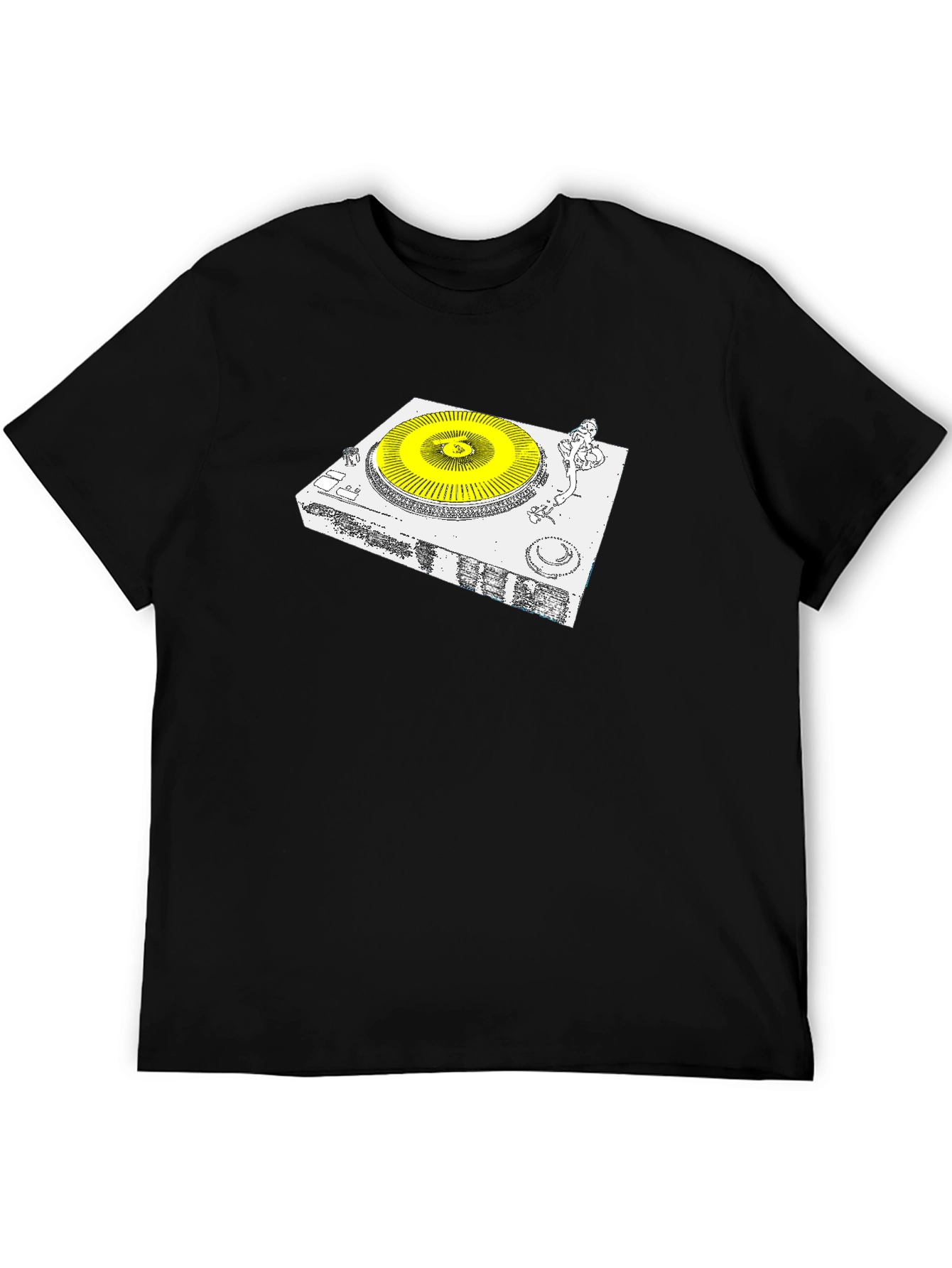 DJ Turntable Graphic Tee - Black Cotton Blend