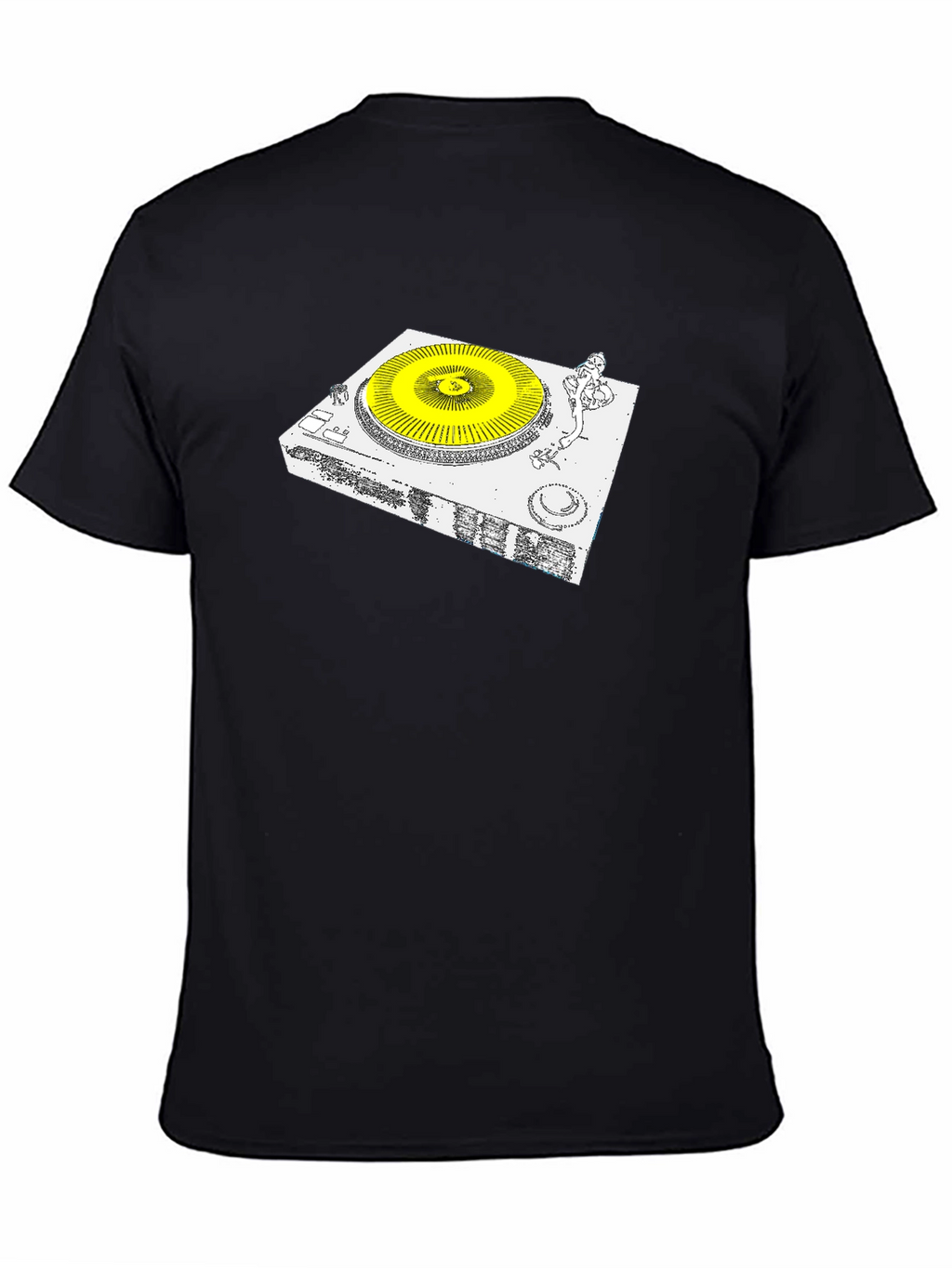DJ Turntable Graphic Tee - Black Cotton Blend