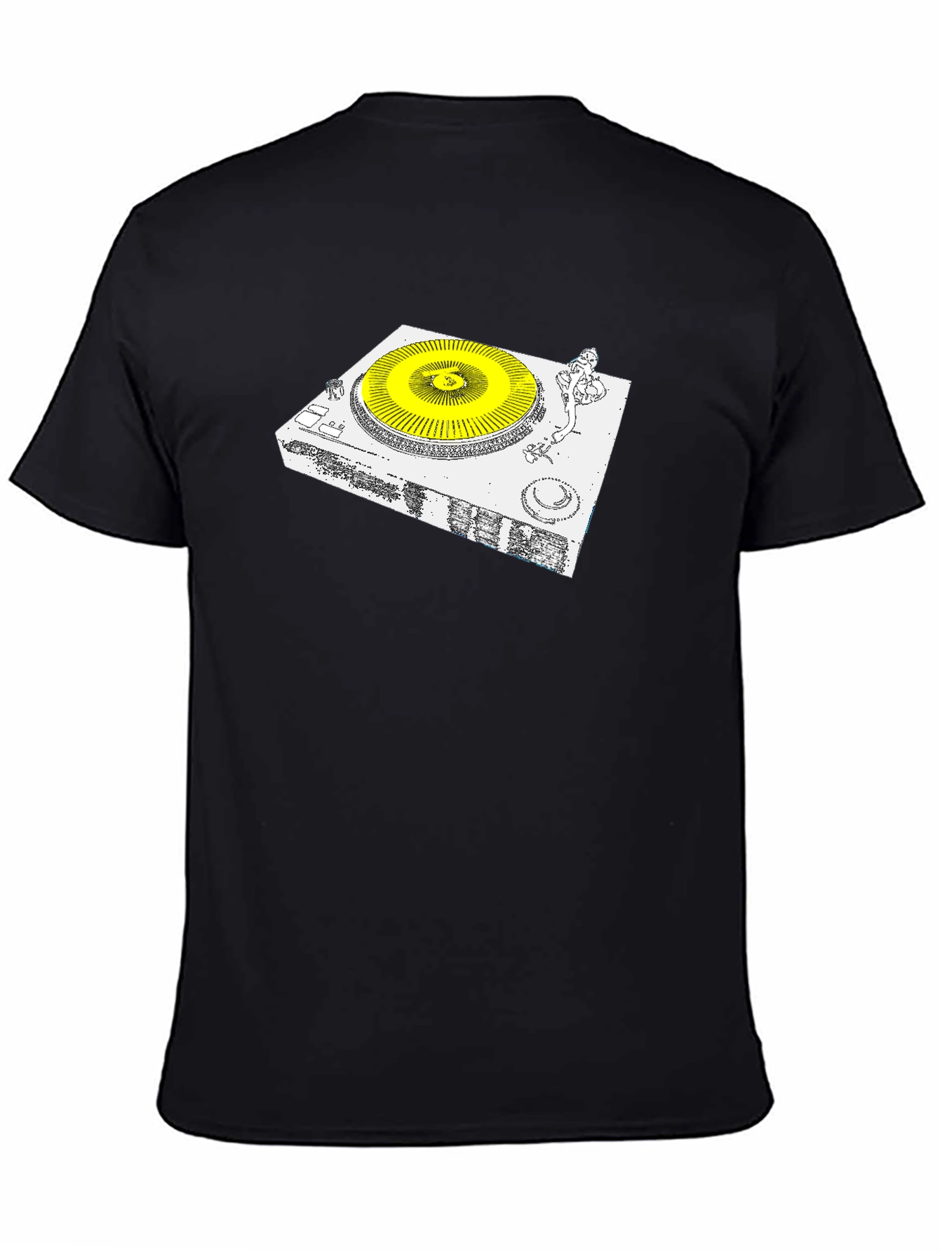 DJ Turntable Graphic Tee - Black Cotton Blend