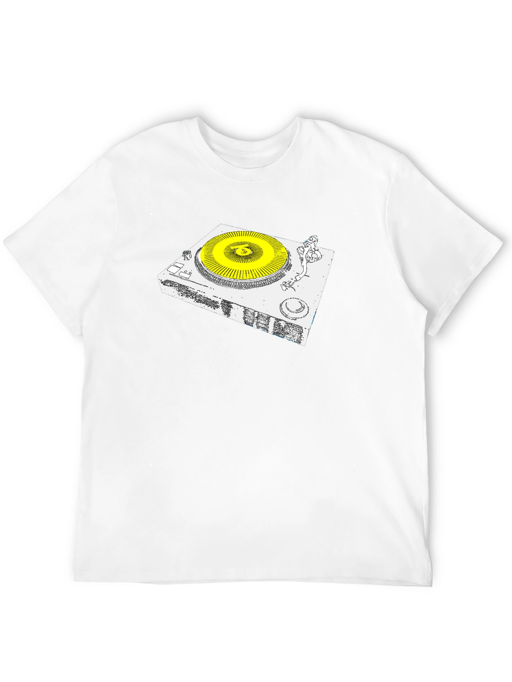 DJ Turntable Graphic Tee - Black Cotton Blend