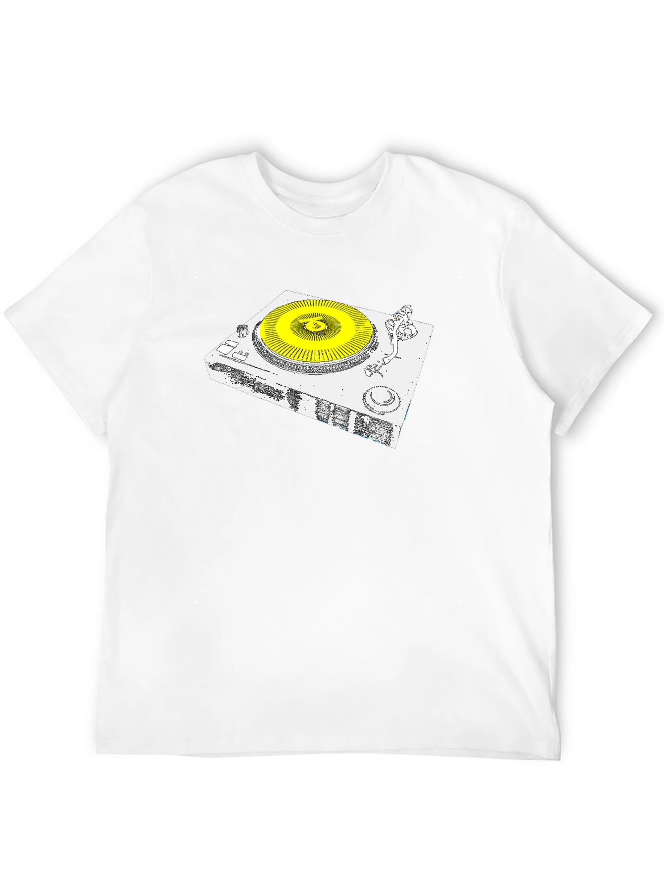 DJ Turntable Graphic Tee - Black Cotton Blend