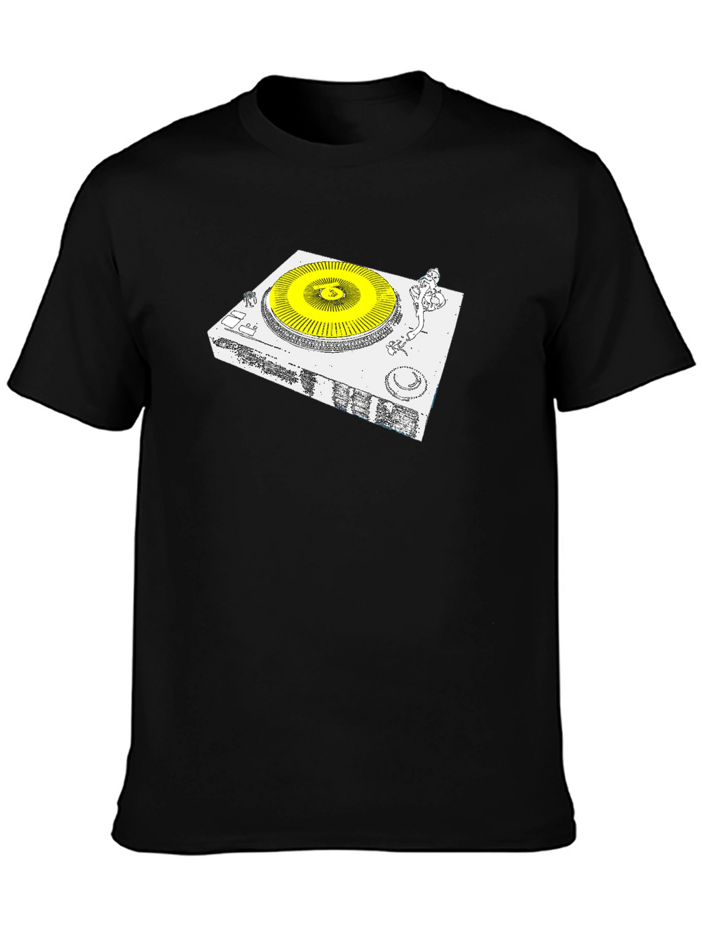 DJ Turntable Graphic Tee - Black Cotton Blend