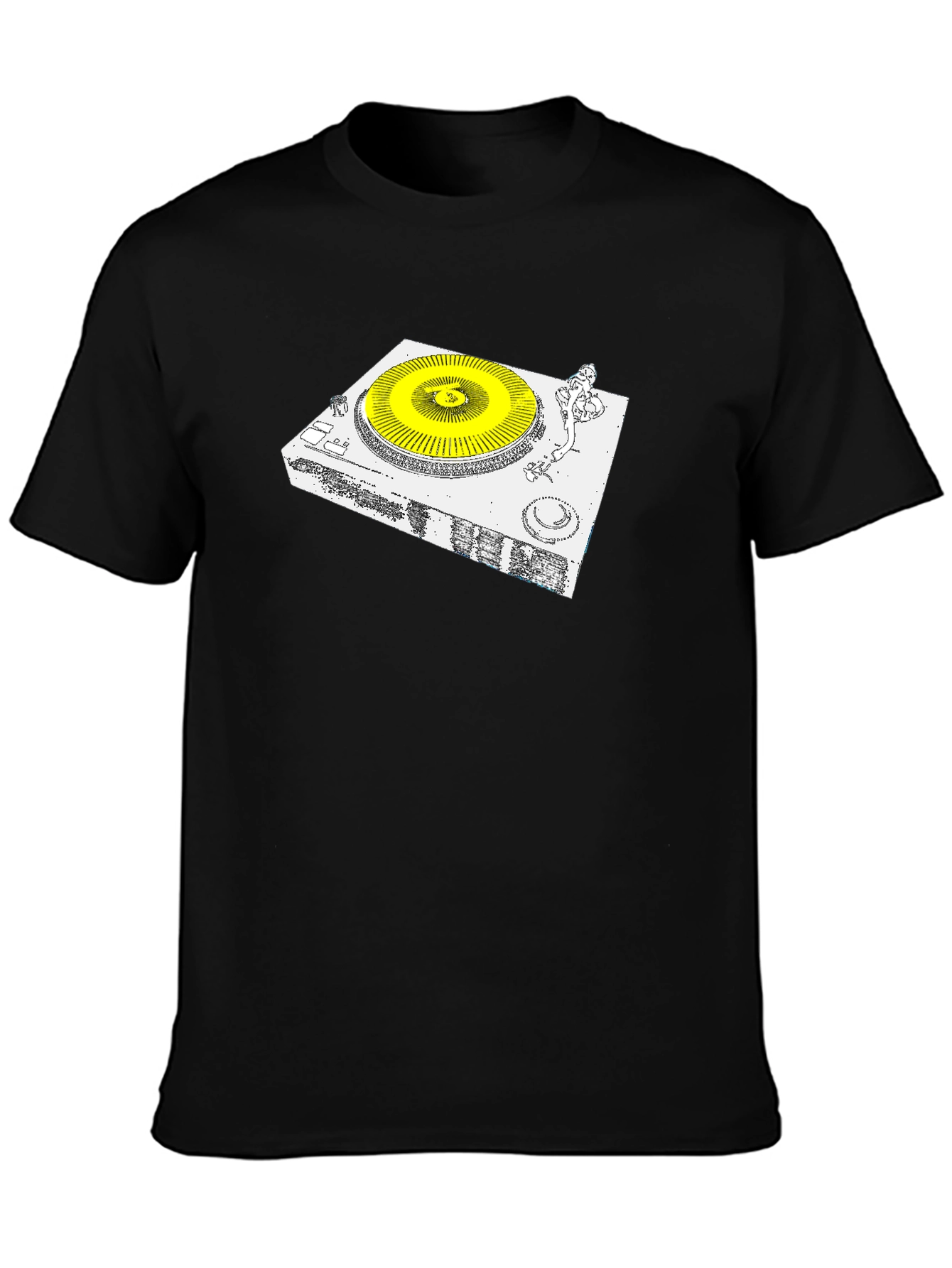 DJ Turntable Graphic Tee - Black Cotton Blend
