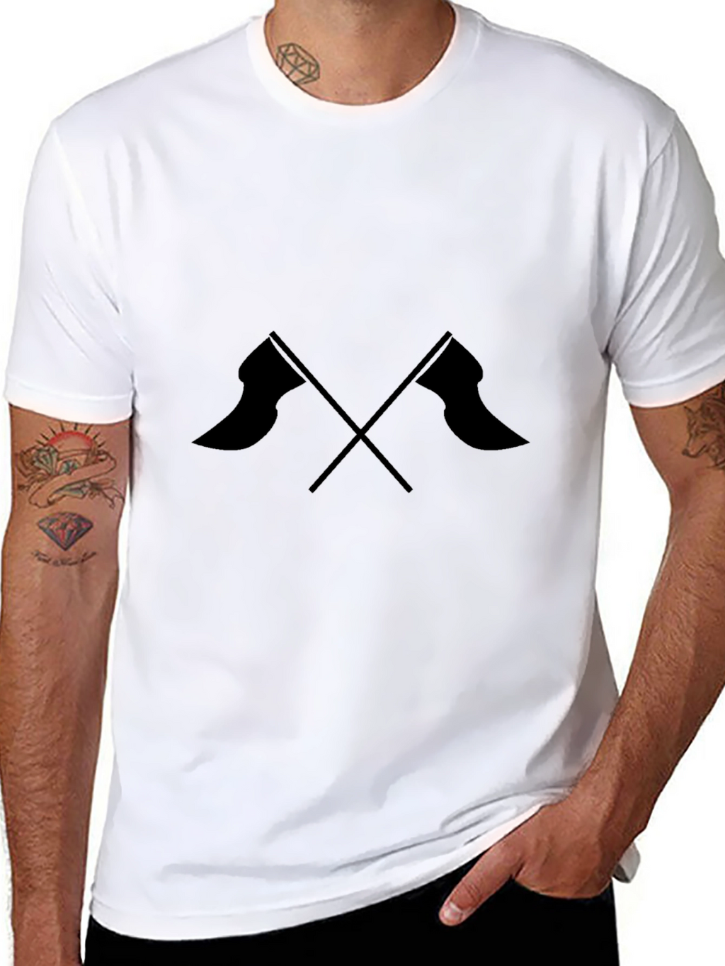 Crossed Flags Graphic Tee - Mens Casual Style