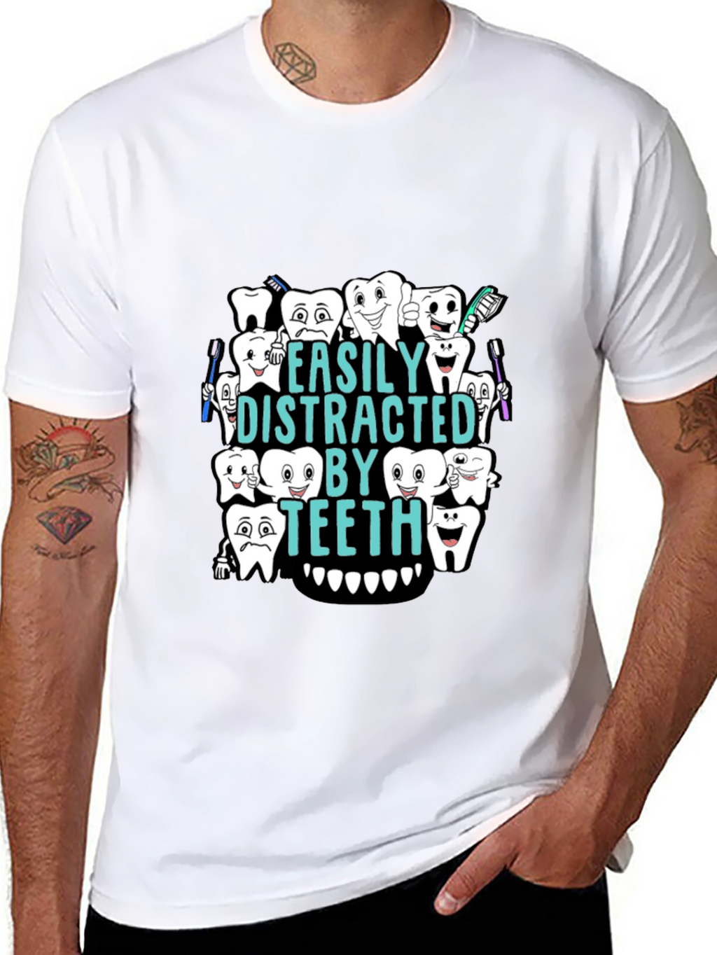 Easily Distracted By Teeth Black T-Shirt