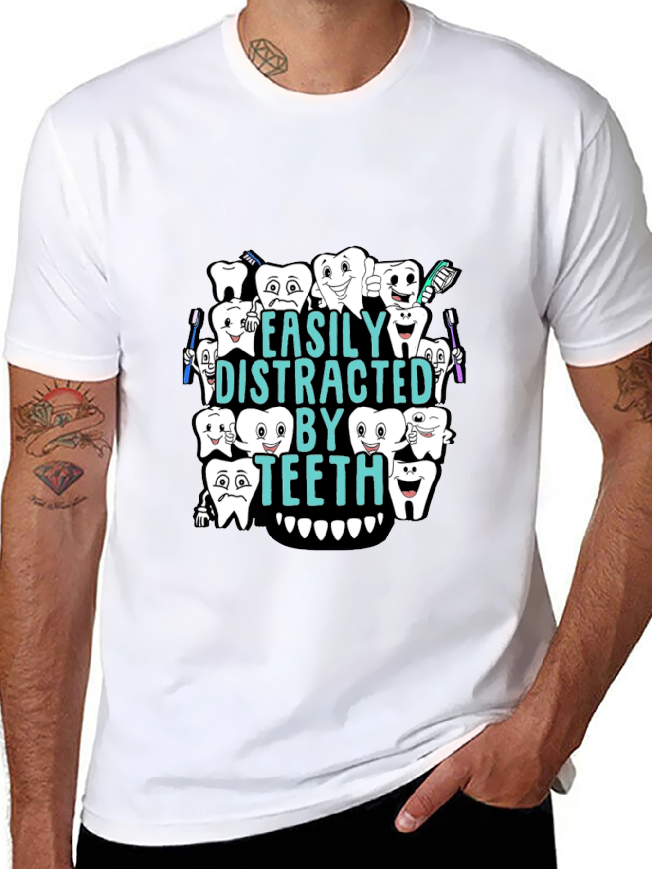 Easily Distracted By Teeth Black T-Shirt