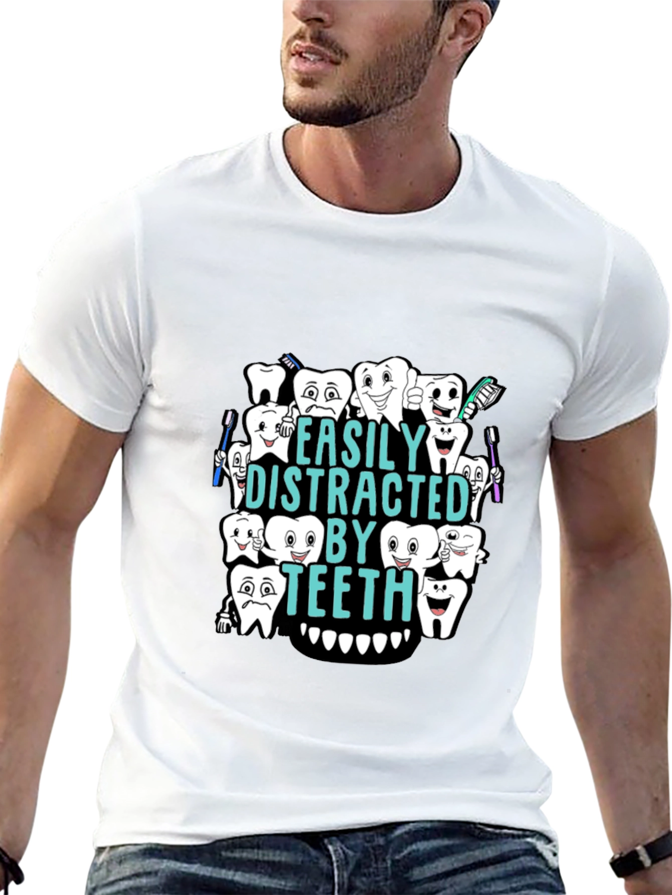 Easily Distracted By Teeth Black T-Shirt