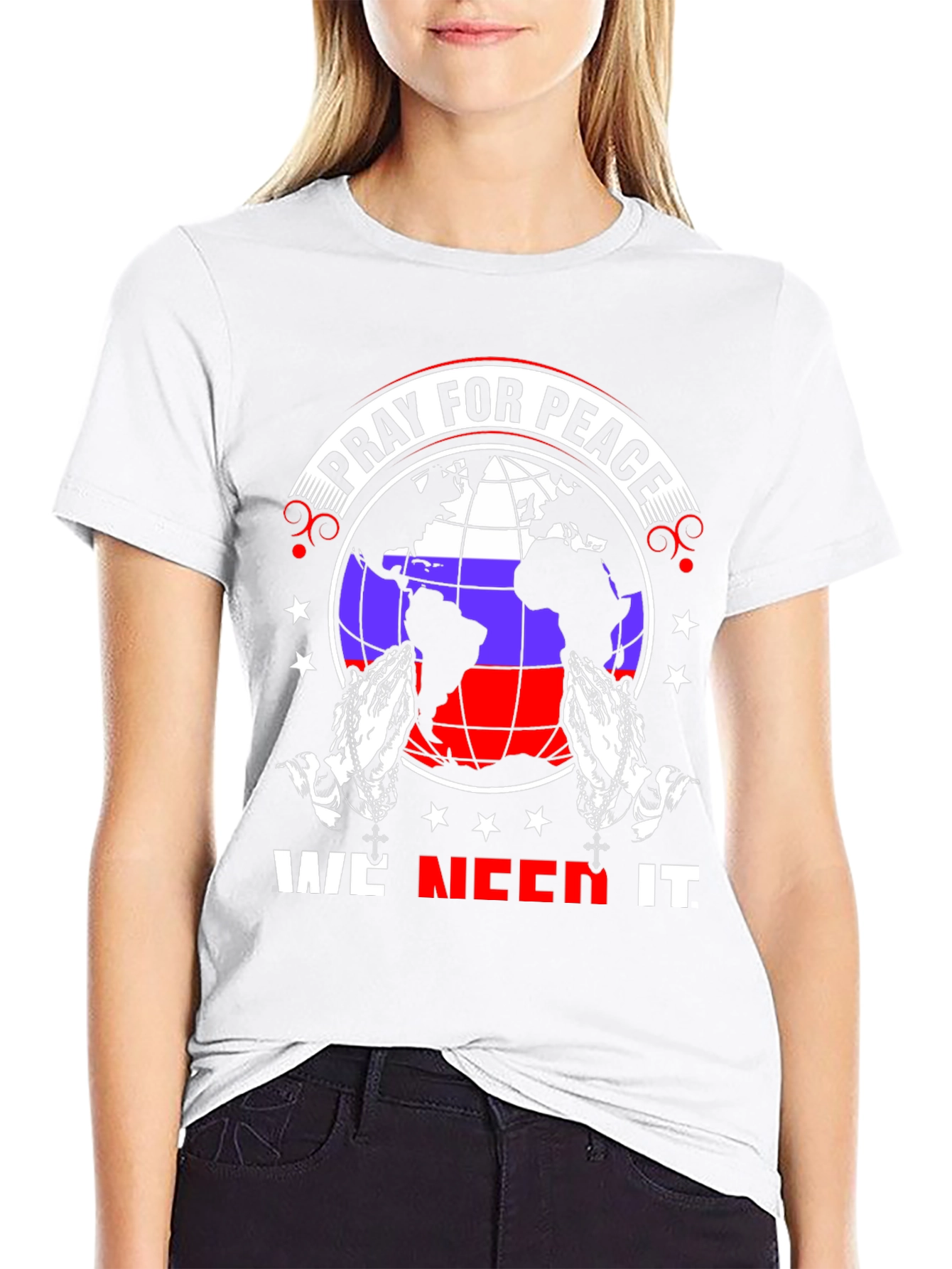 Pray for Peace T-Shirt - World Globe Design