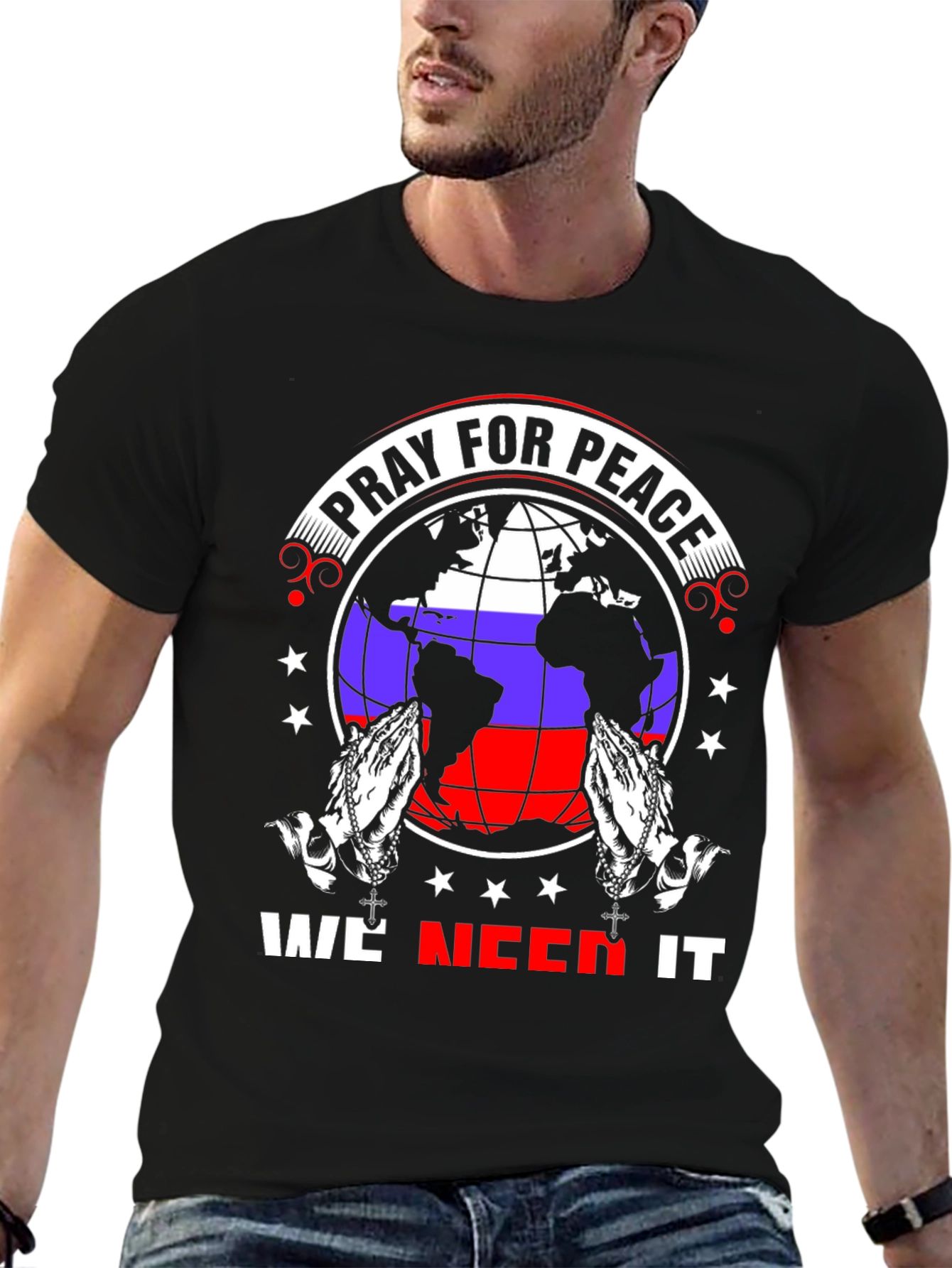 Pray for Peace T-Shirt - World Globe Design