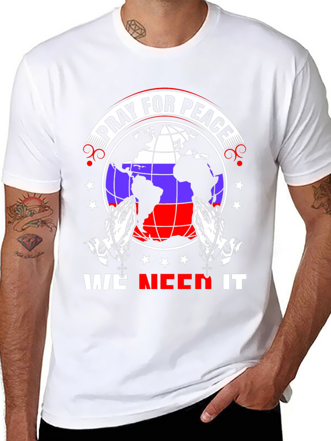 Pray for Peace T-Shirt - World Globe Design