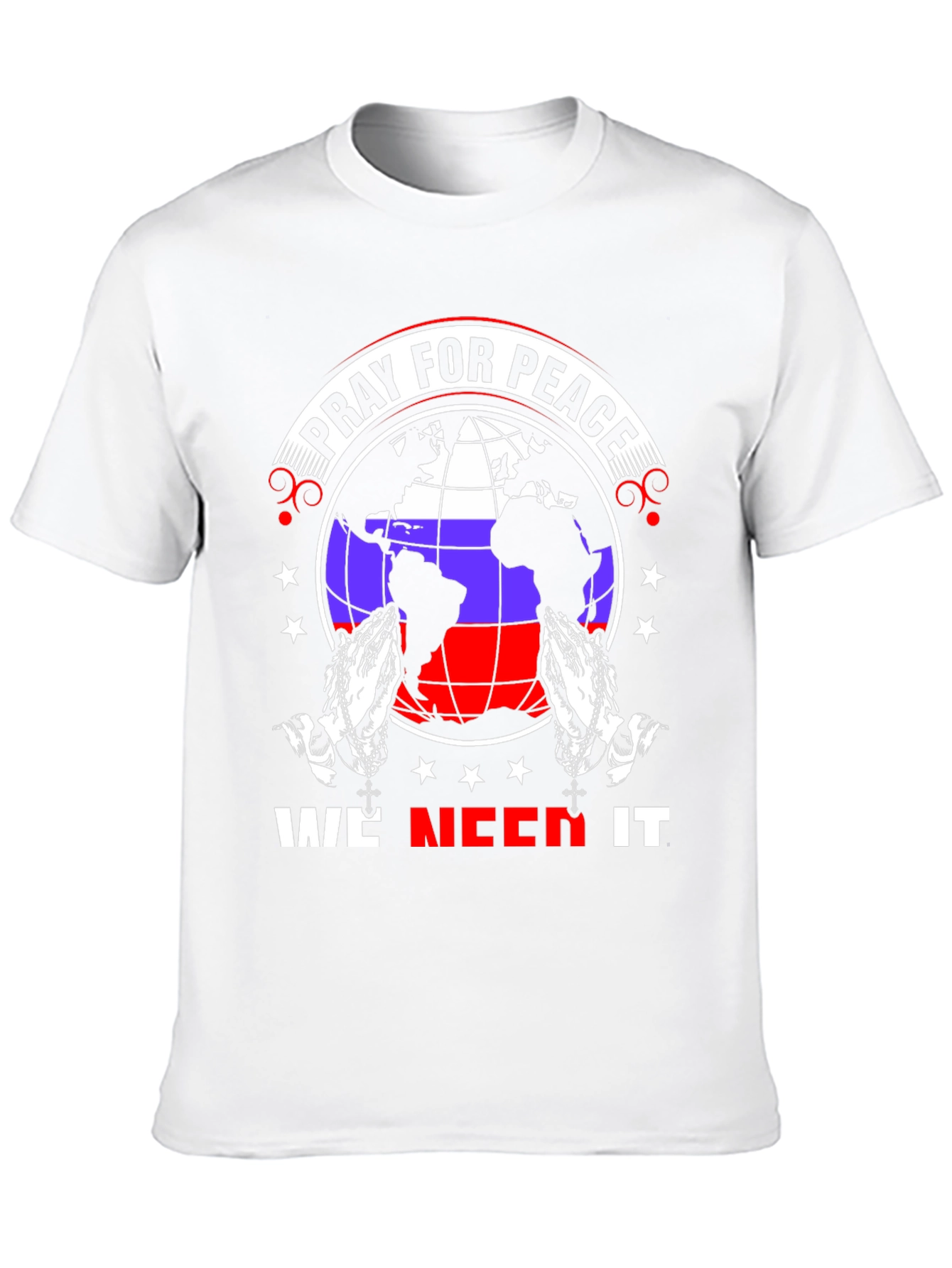 Pray for Peace T-Shirt - World Globe Design