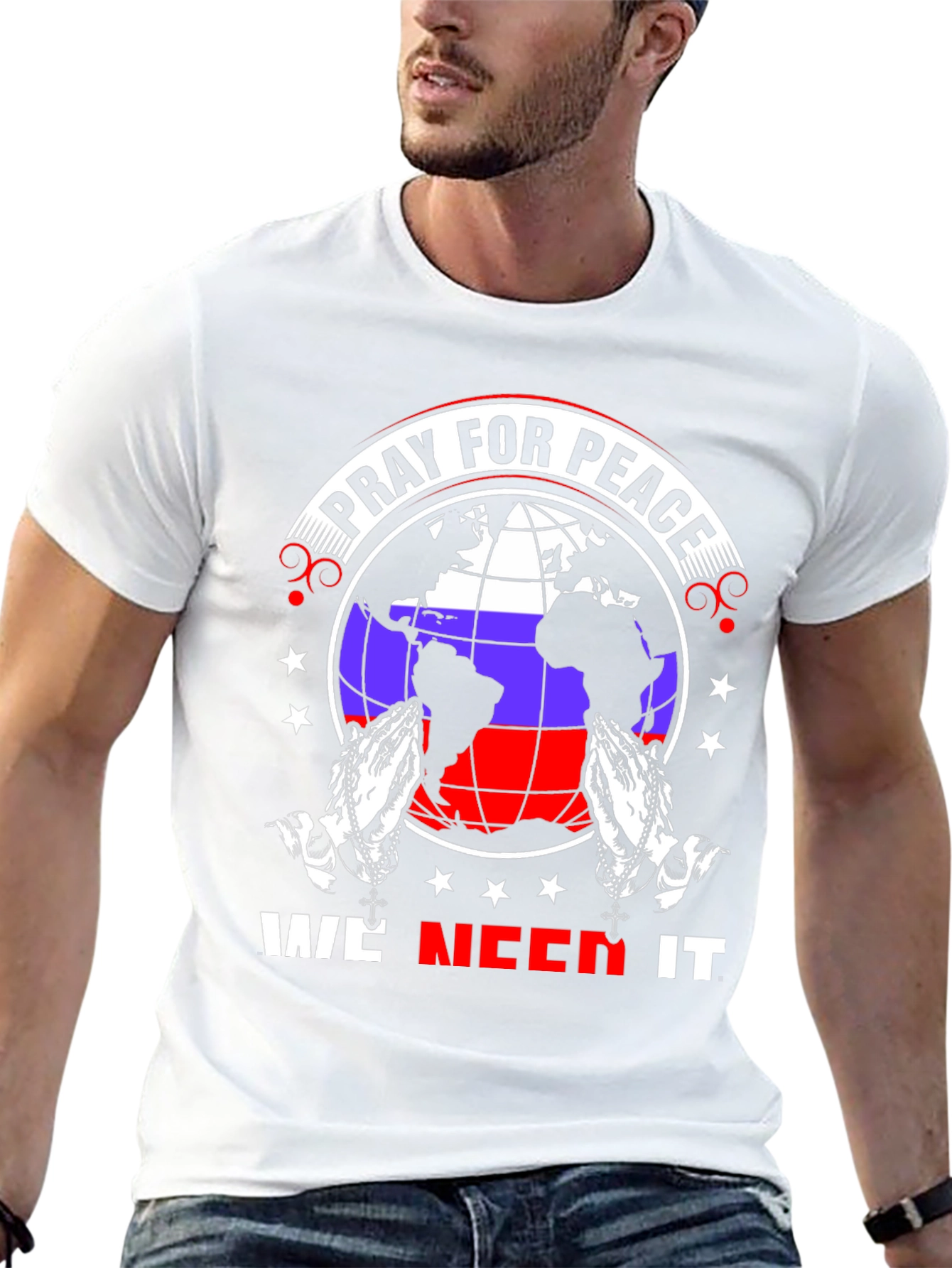 Pray for Peace T-Shirt - World Globe Design