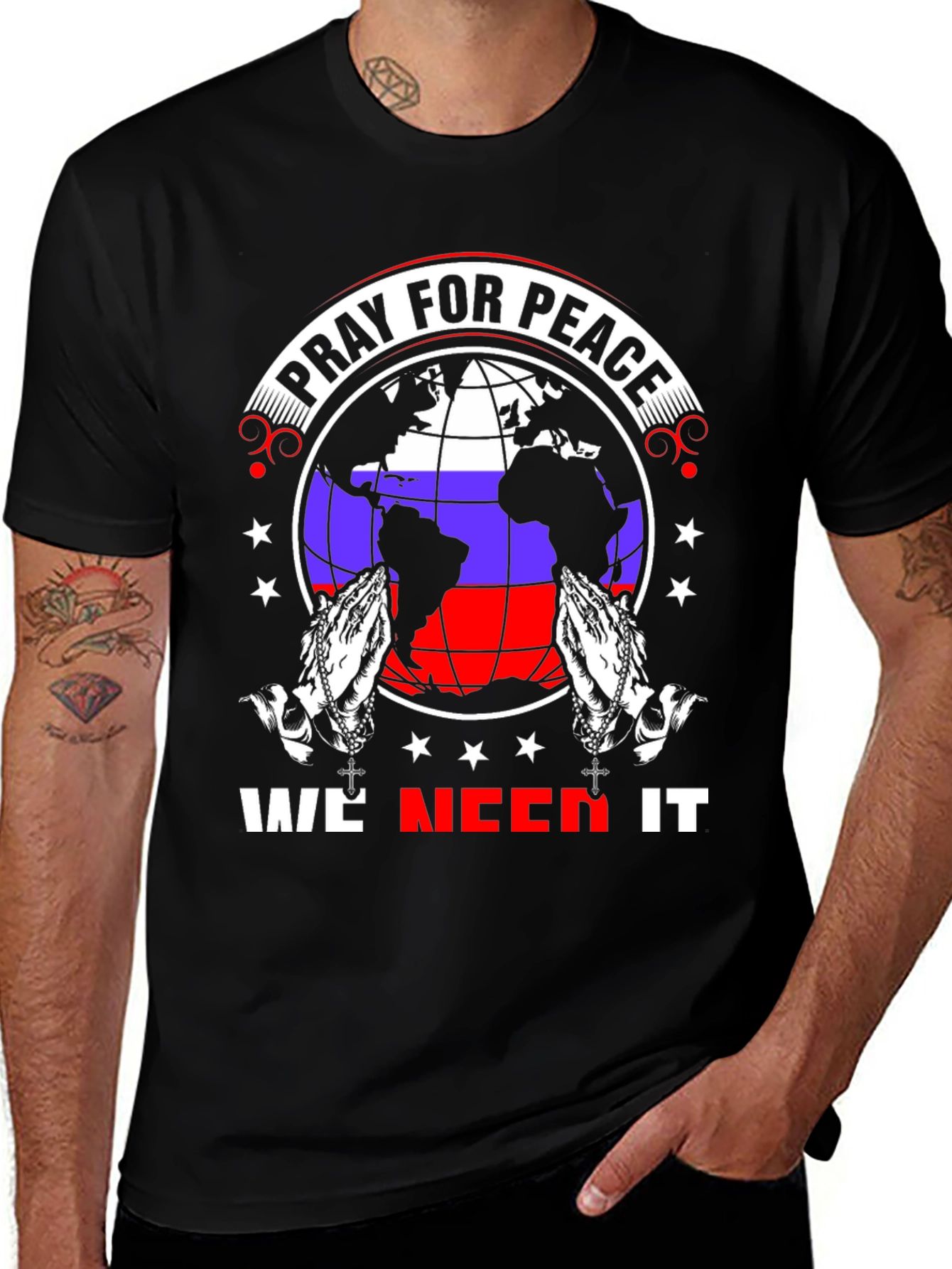 Pray for Peace T-Shirt - World Globe Design