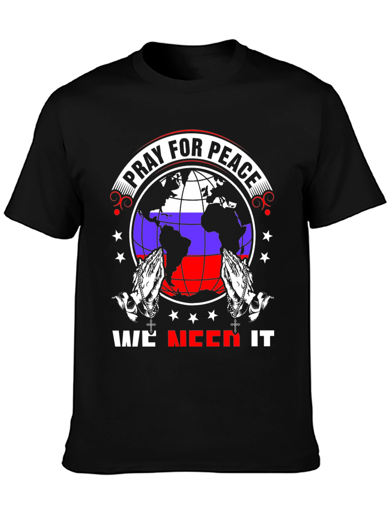 Pray for Peace T-Shirt - World Globe Design