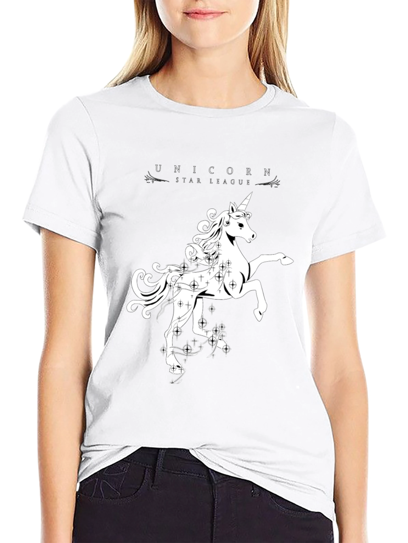 Unicorn Star League Black Graphic Tee