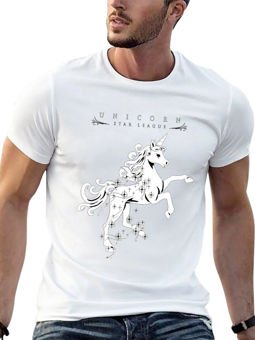 Unicorn Star League Black Graphic Tee