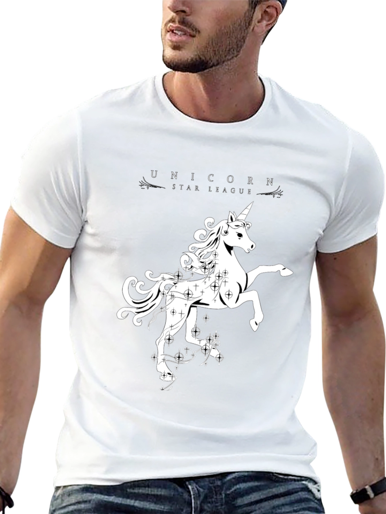 Unicorn Star League Black Graphic Tee