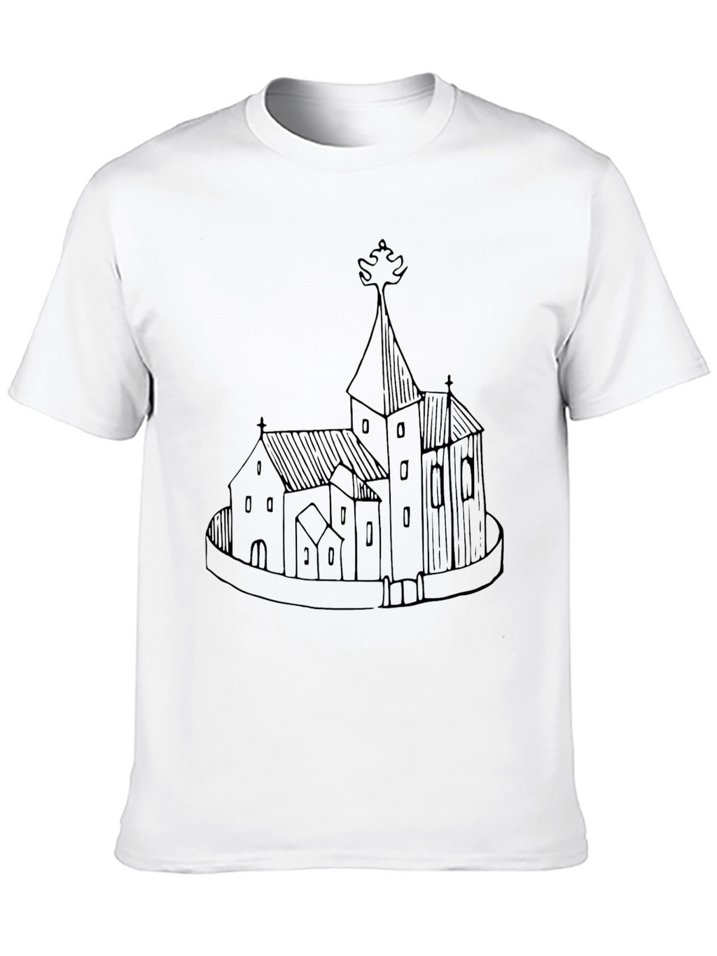 Black Graphic Tee - Church Illustration