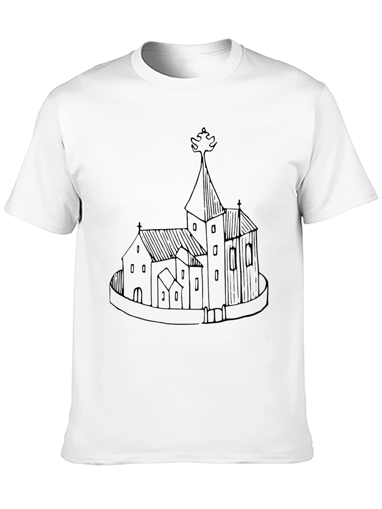 Black Graphic Tee - Church Illustration