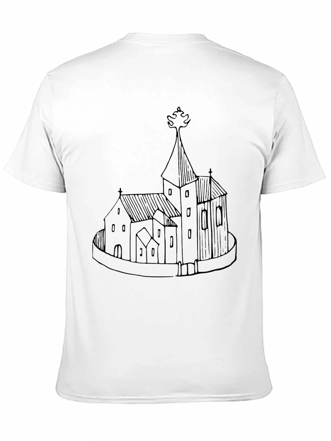 Black Graphic Tee - Church Illustration