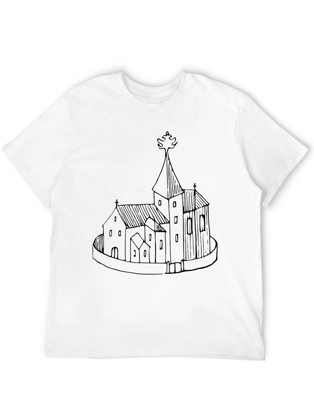 Black Graphic Tee - Church Illustration