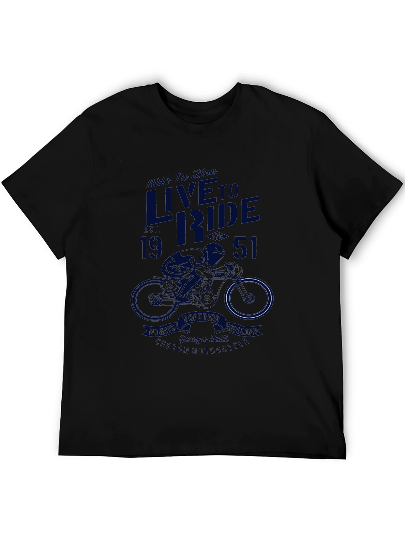 Live to Ride Black Graphic Tee - Vintage Motorcycle Design