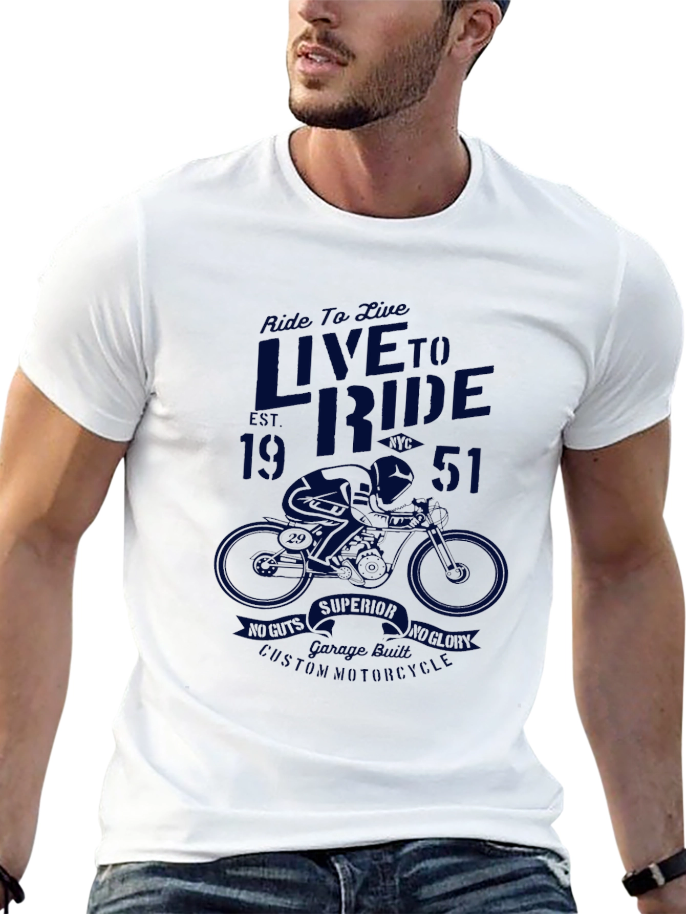 Live to Ride Black Graphic Tee - Vintage Motorcycle Design