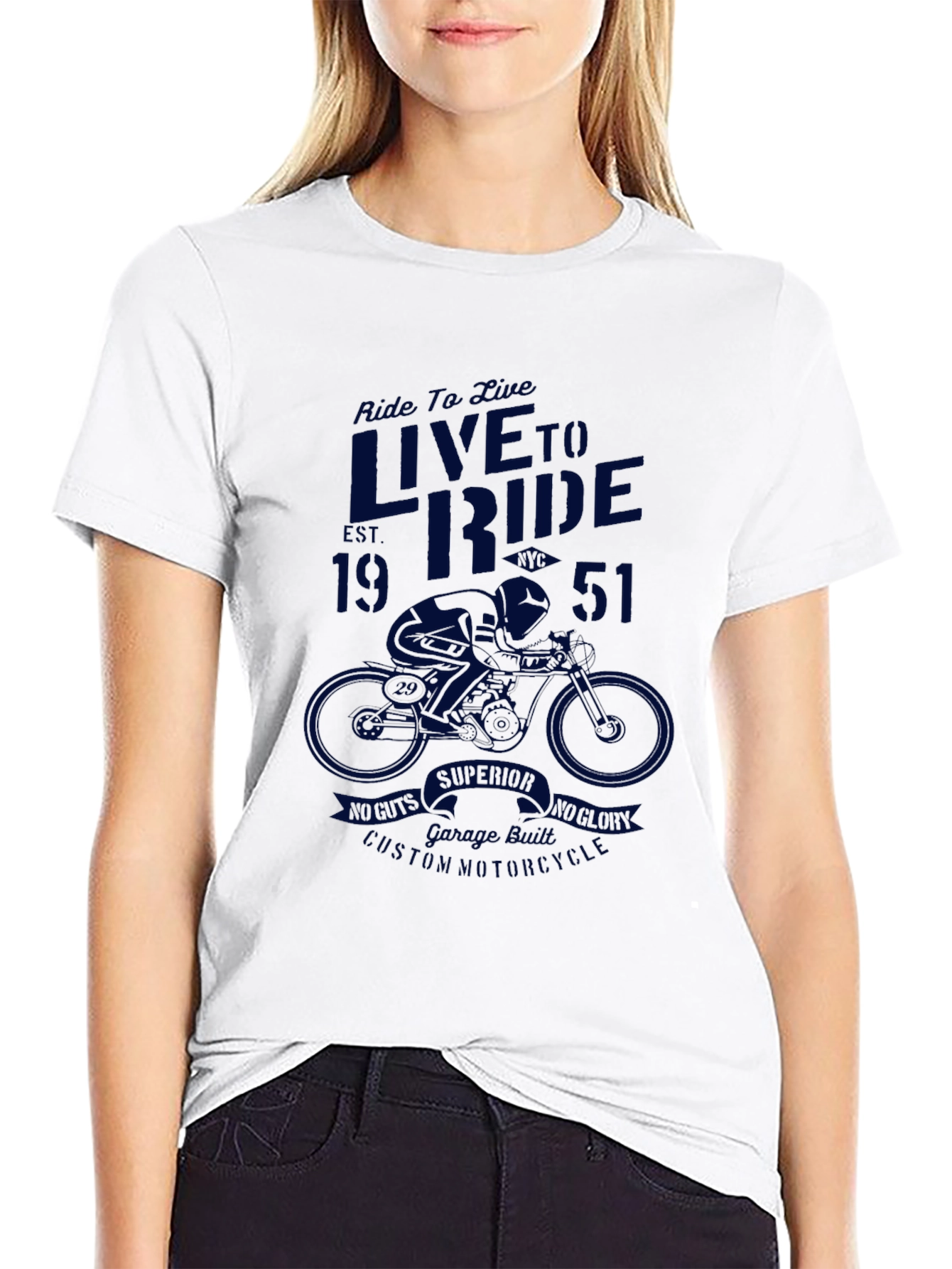 Live to Ride Black Graphic Tee - Vintage Motorcycle Design