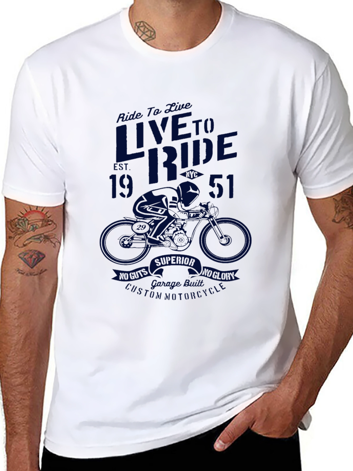 Live to Ride Black Graphic Tee - Vintage Motorcycle Design