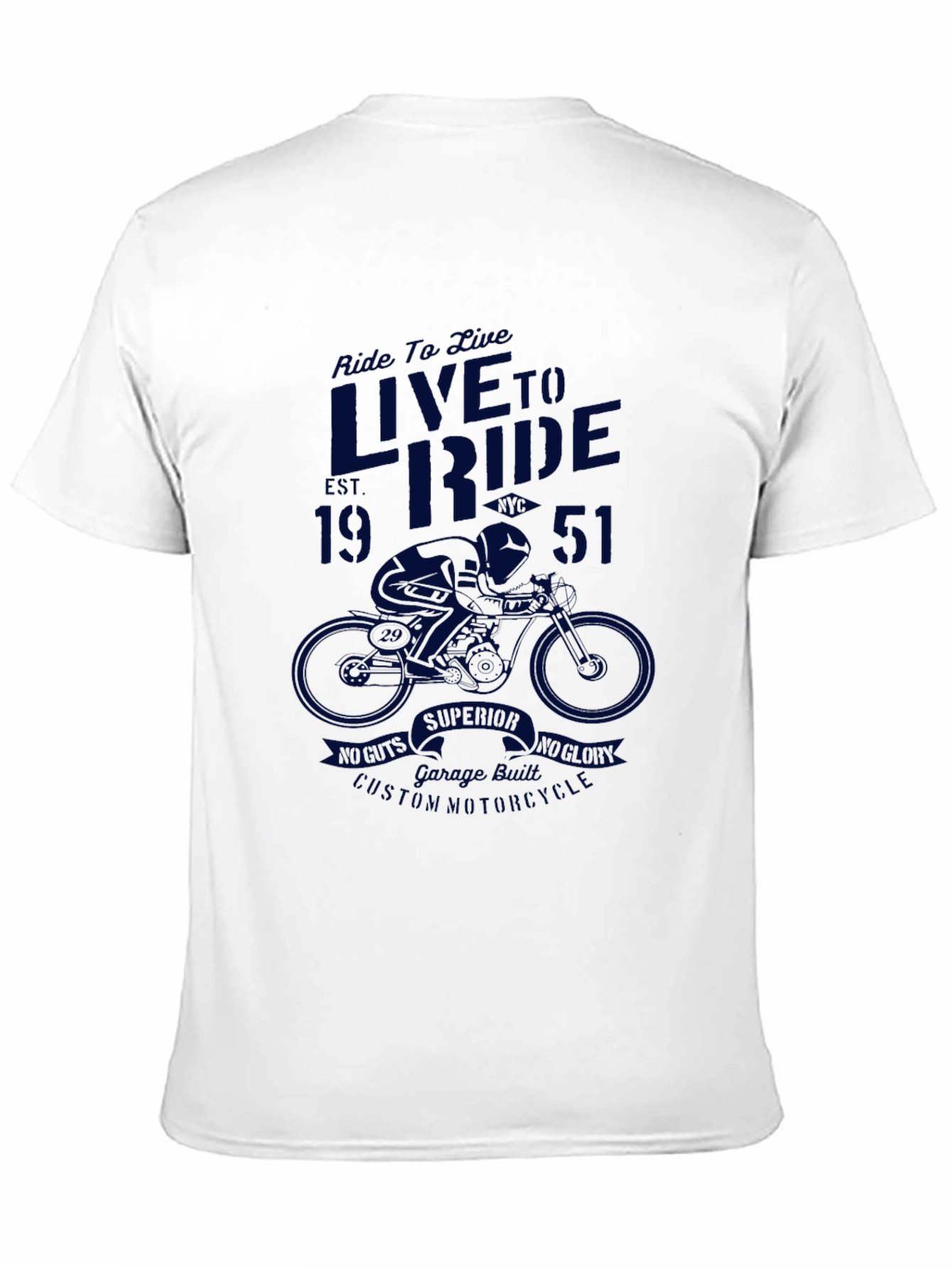 Live to Ride Black Graphic Tee - Vintage Motorcycle Design