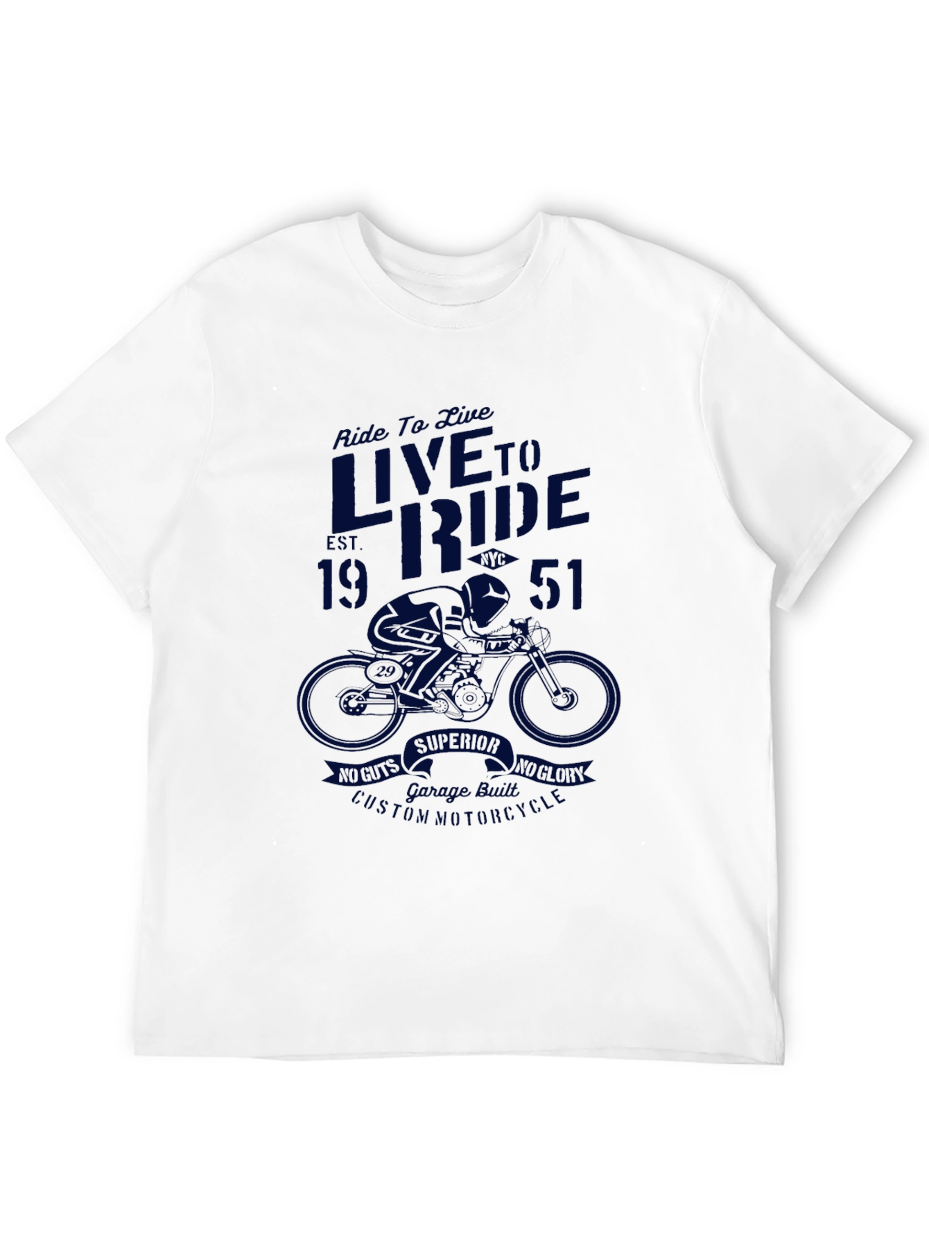 Live to Ride Black Graphic Tee - Vintage Motorcycle Design