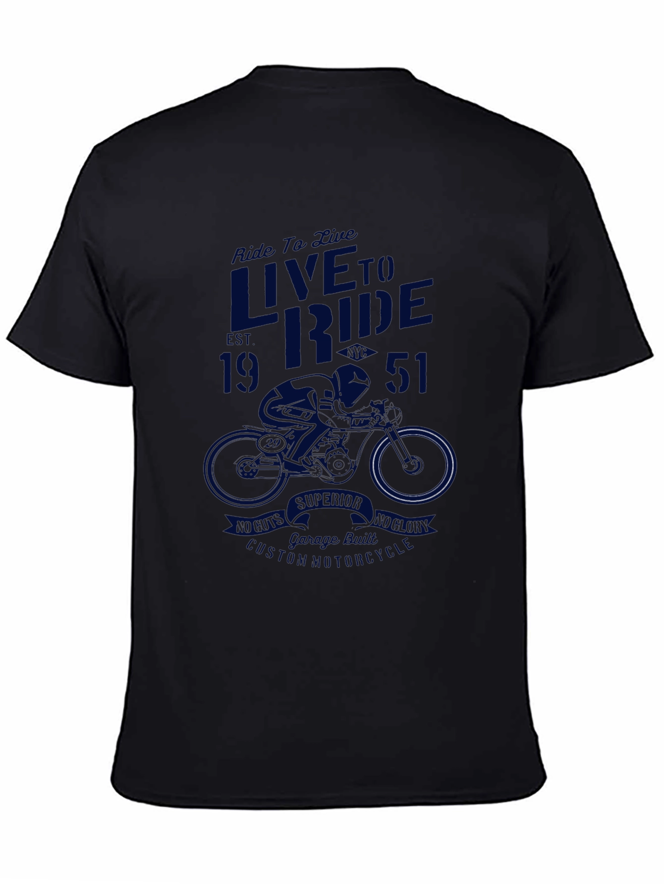 Live to Ride Black Graphic Tee - Vintage Motorcycle Design