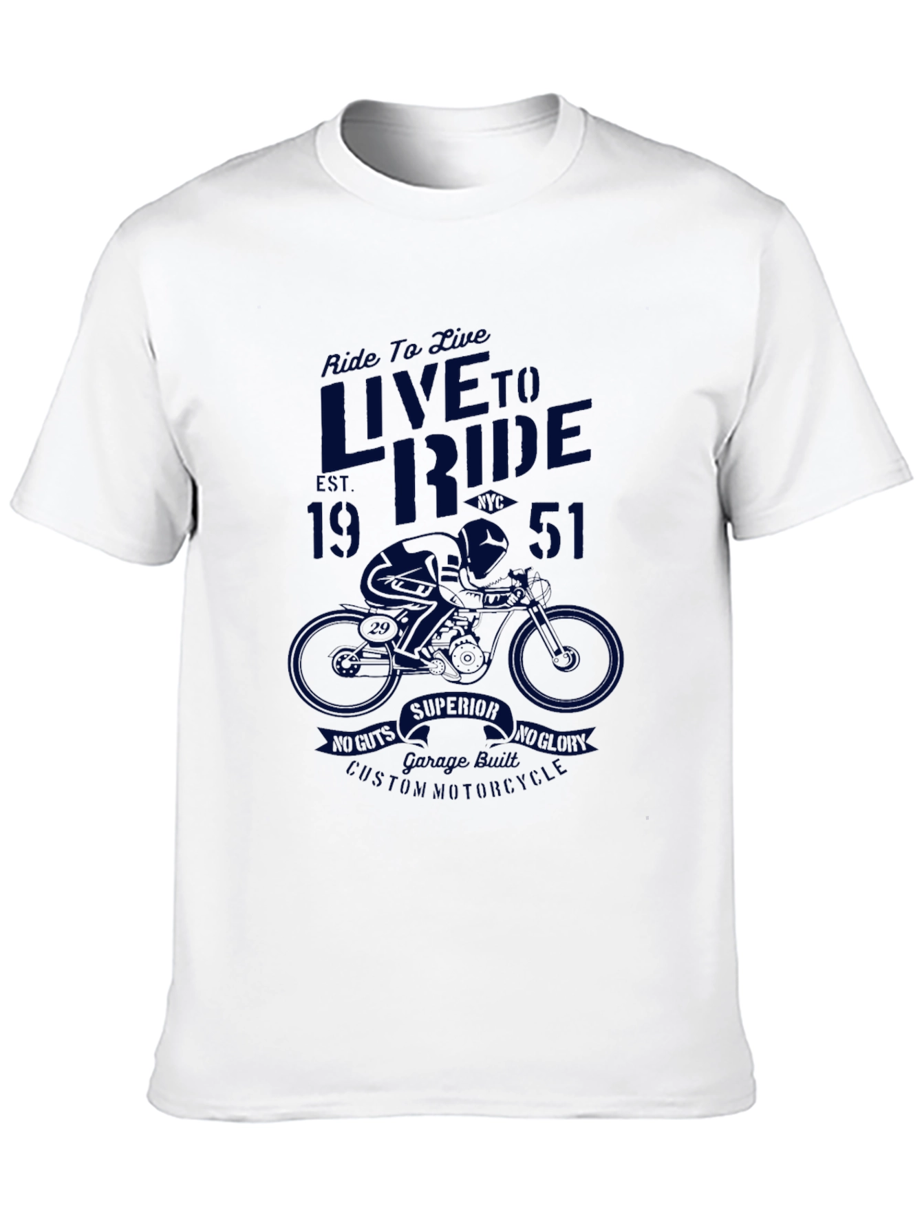 Live to Ride Black Graphic Tee - Vintage Motorcycle Design