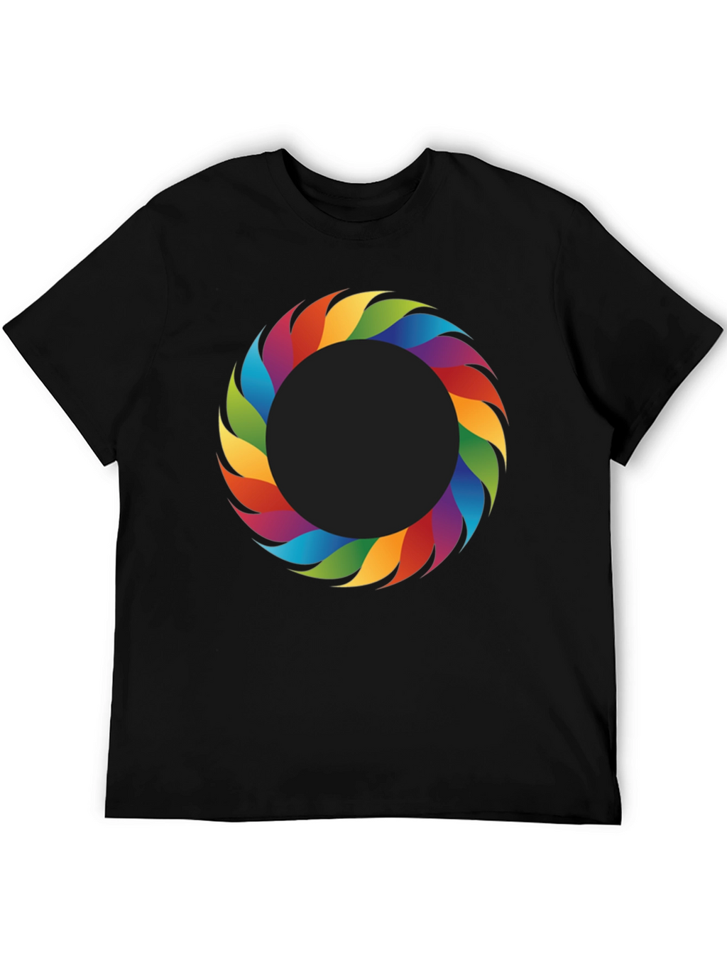 Rainbow Ring Graphic Tee - Stylish Mens Black T-Shirt