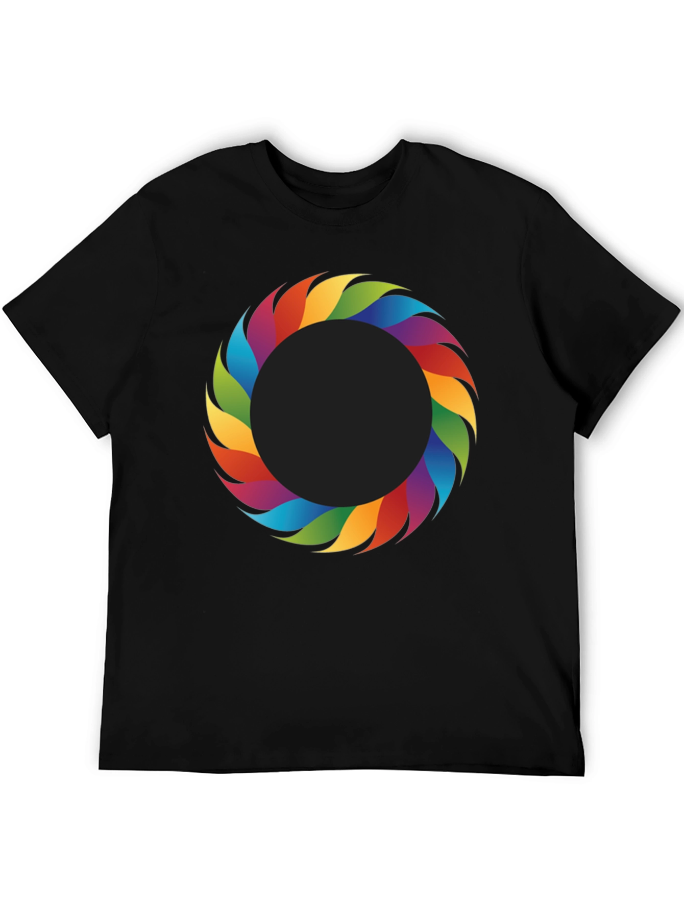 Rainbow Ring Graphic Tee - Stylish Mens Black T-Shirt