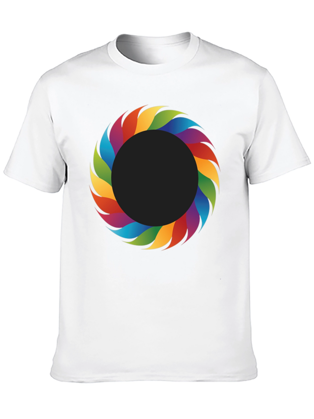 Rainbow Ring Graphic Tee - Stylish Mens Black T-Shirt