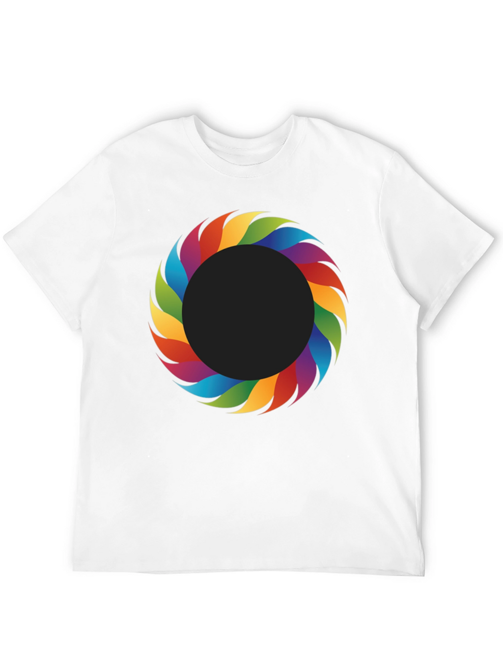 Rainbow Ring Graphic Tee - Stylish Mens Black T-Shirt