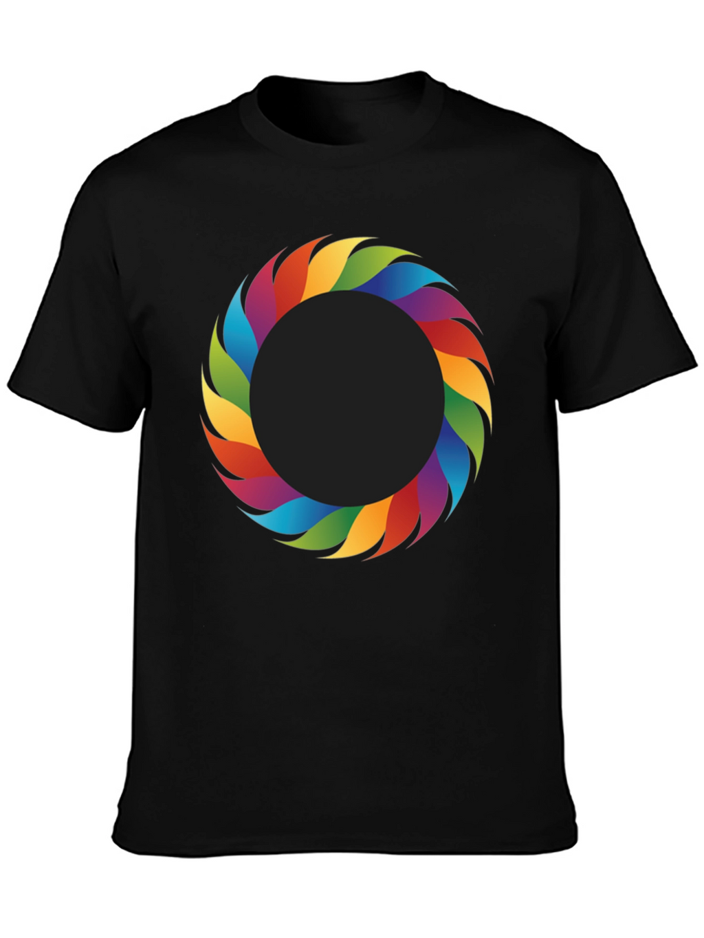 Rainbow Ring Graphic Tee - Stylish Mens Black T-Shirt