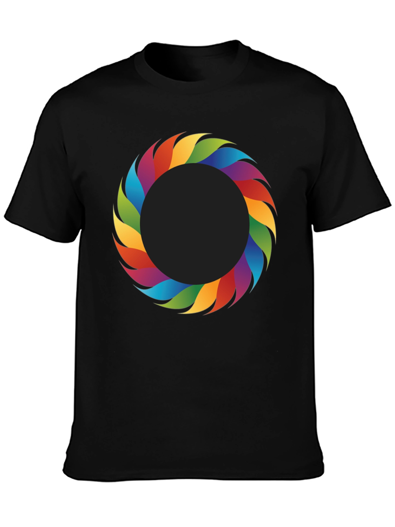 Rainbow Ring Graphic Tee - Stylish Mens Black T-Shirt