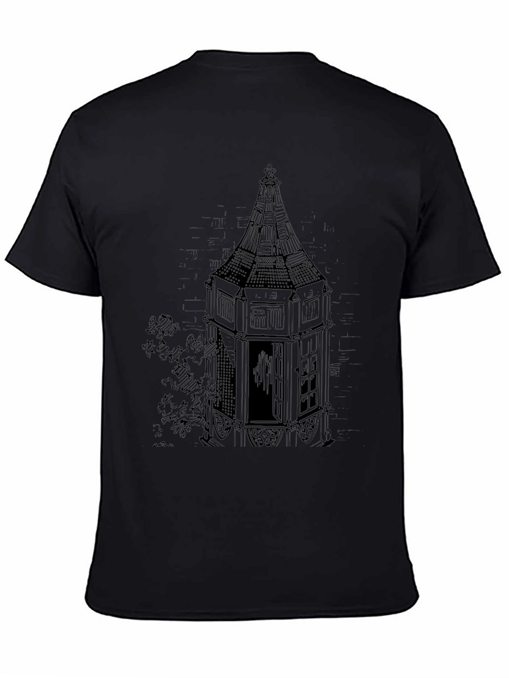 Tower Graphic Print Black T-Shirt
