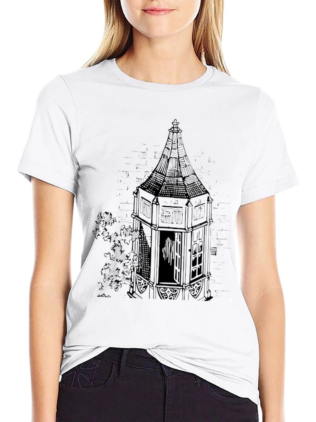 Tower Graphic Print Black T-Shirt