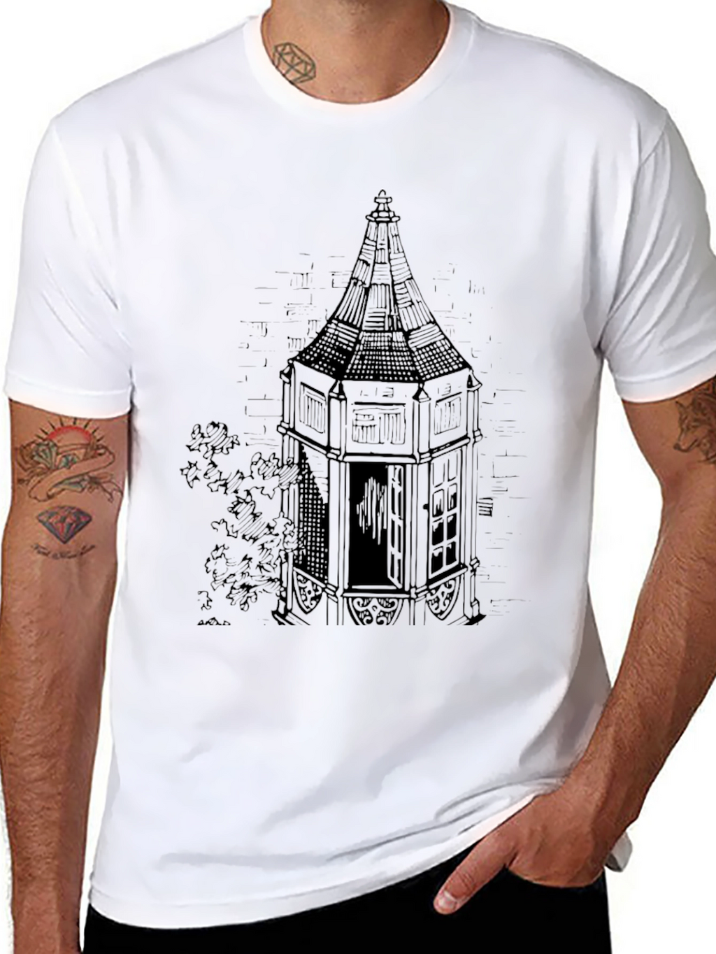 Tower Graphic Print Black T-Shirt